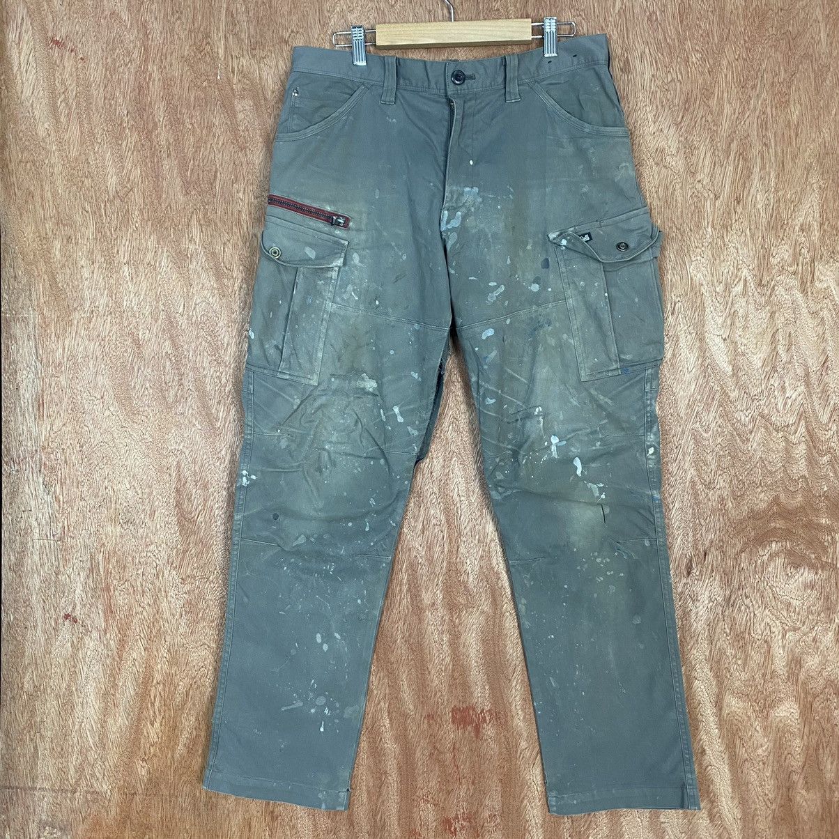 Japanese Brand Burtle Grey painter dirty Multipocket Cargo Pants #c766 Size US 32 / EU 48 - 1 Thumbnail