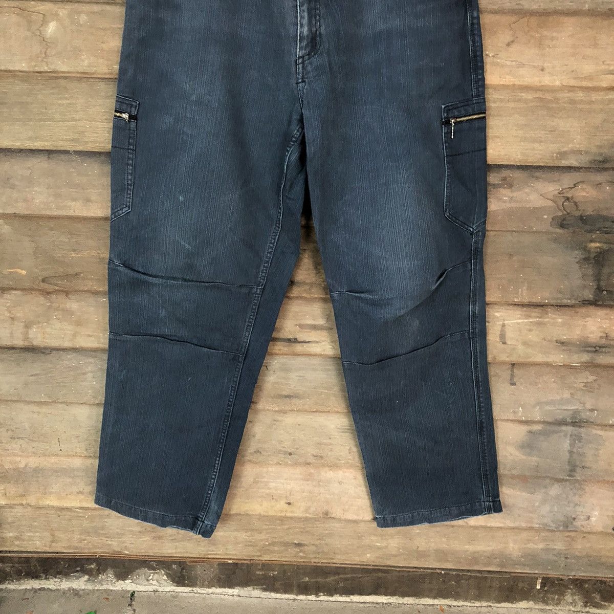 Faded Glory Dog Man Dark Blue multi pocket streetwear Cargo Pants #4468 Size US 35 - 3 Thumbnail