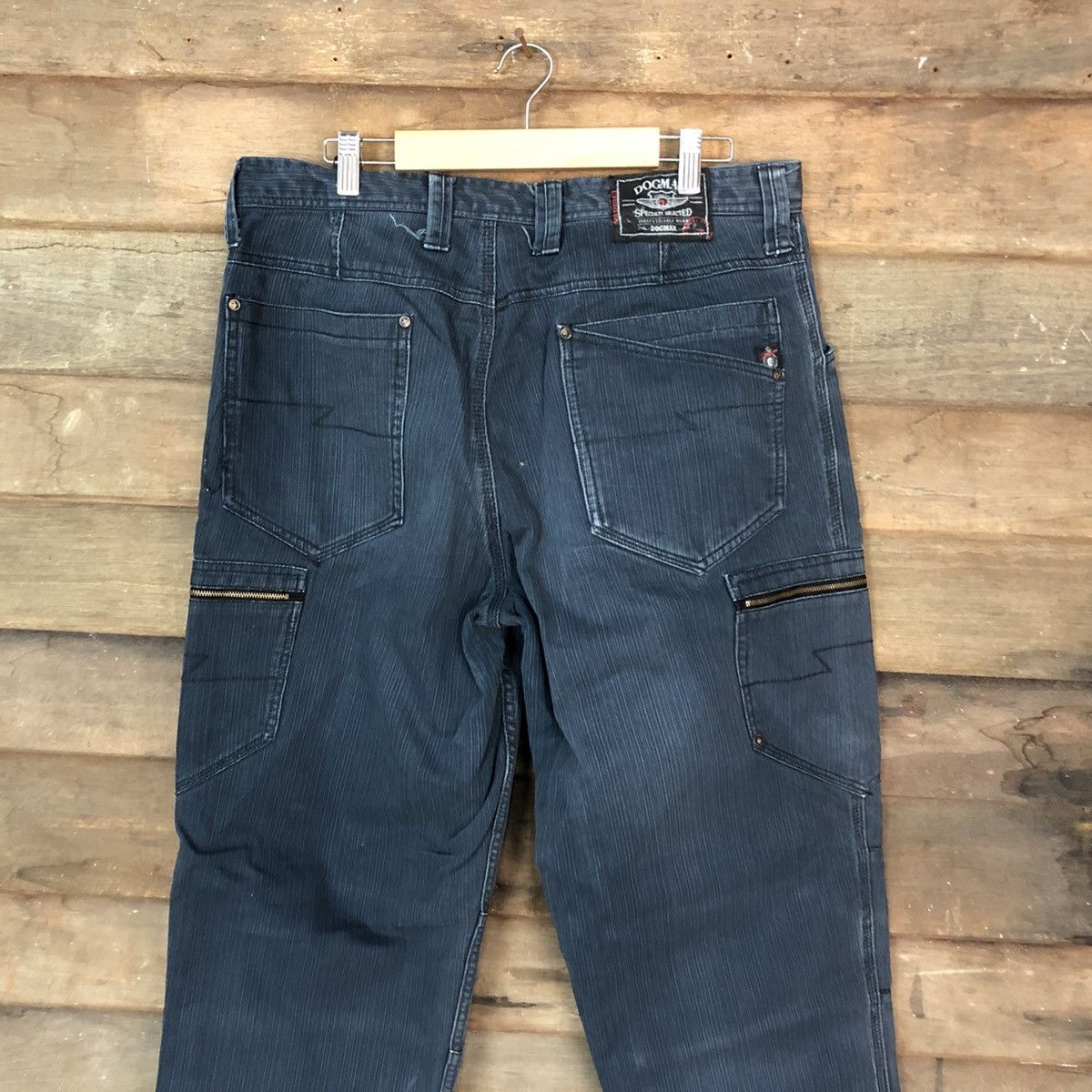 Faded Glory Dog Man Dark Blue multi pocket streetwear Cargo Pants #4468 Size US 35 - 12 Thumbnail