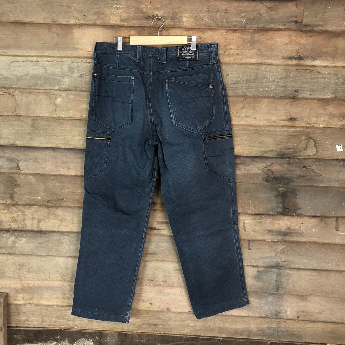 Faded Glory Dog Man Dark Blue multi pocket streetwear Cargo Pants #4468 Size US 35 - 11 Thumbnail