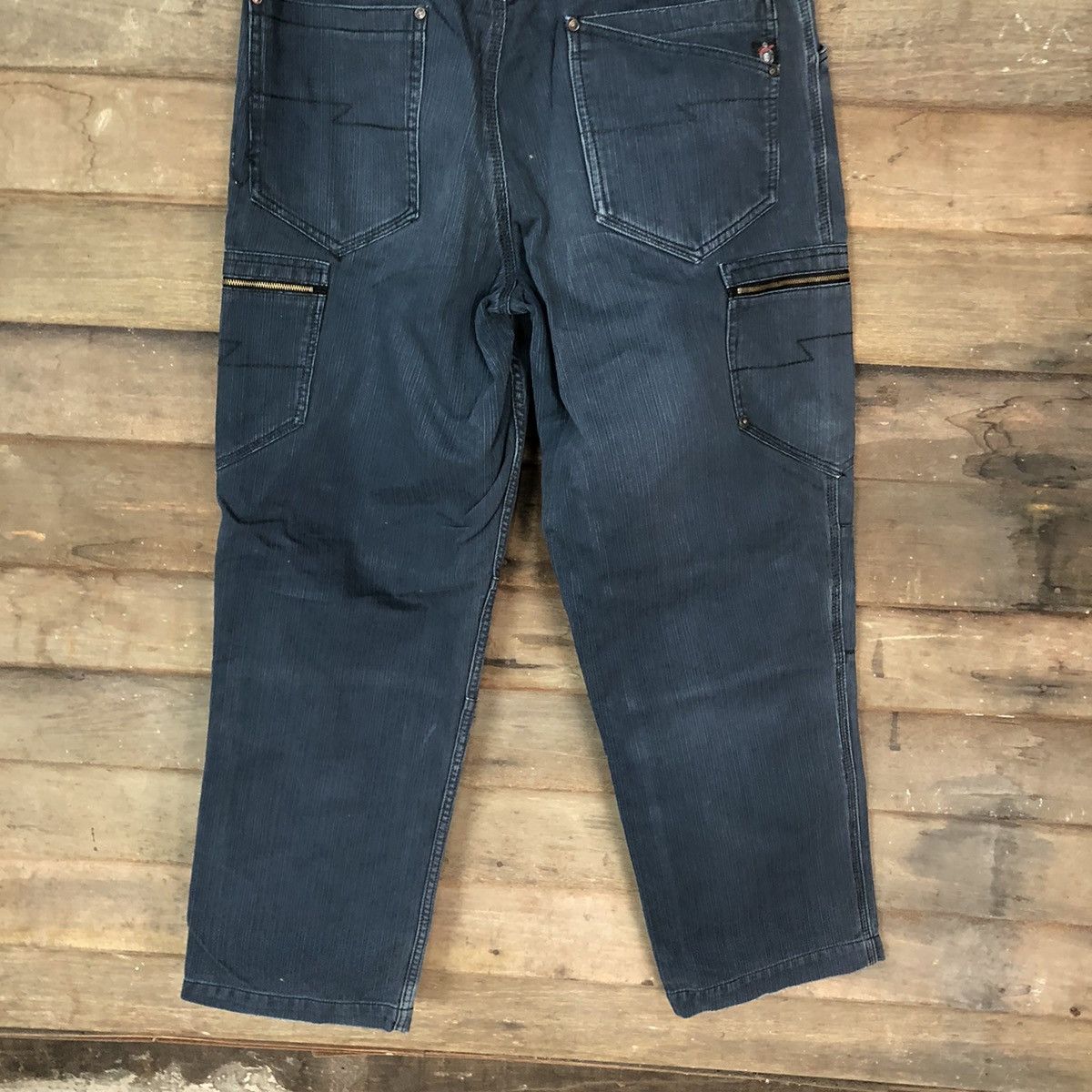 Faded Glory Dog Man Dark Blue multi pocket streetwear Cargo Pants #4468 Size US 35 - 13 Thumbnail