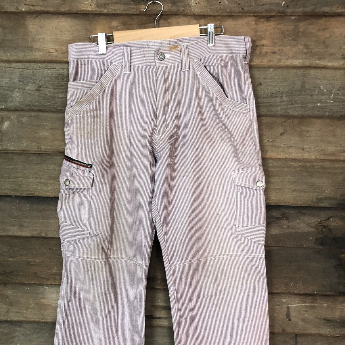 Japanese Brand Dogman Purple stripe multi pocket tactical Cargo Pants #5448 Size US 33 - 2 Thumbnail