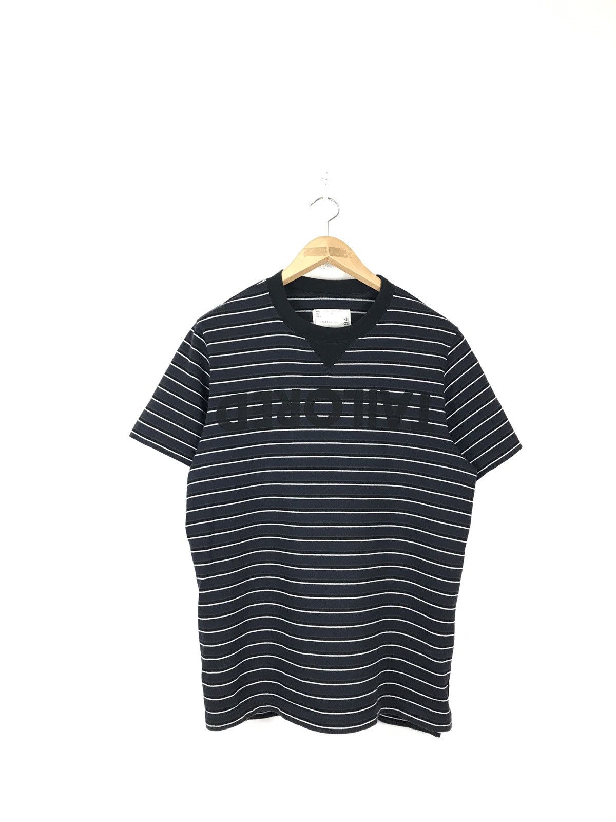 image of 2000S Sacai Tailored Border Stripe Tshirt in Bold Striped, Men's (Size Medium)