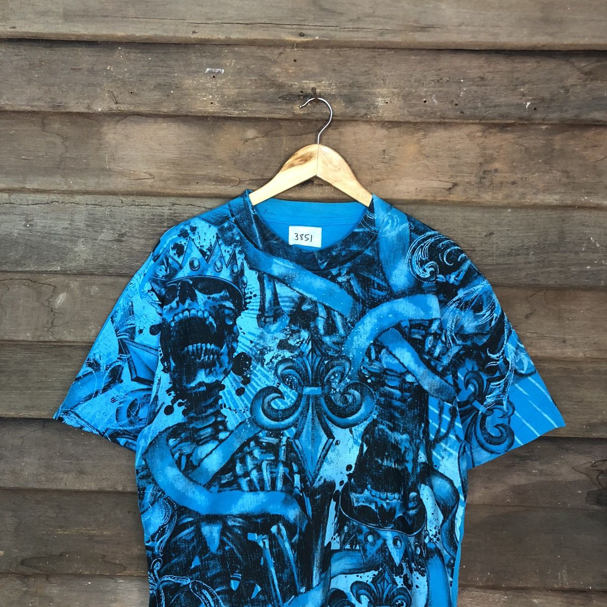Japanese Brand Japan skull seditionaries Blue Short Sleeve Shirt #3850 Size US L / EU 52-54 / 3 - 7 Thumbnail