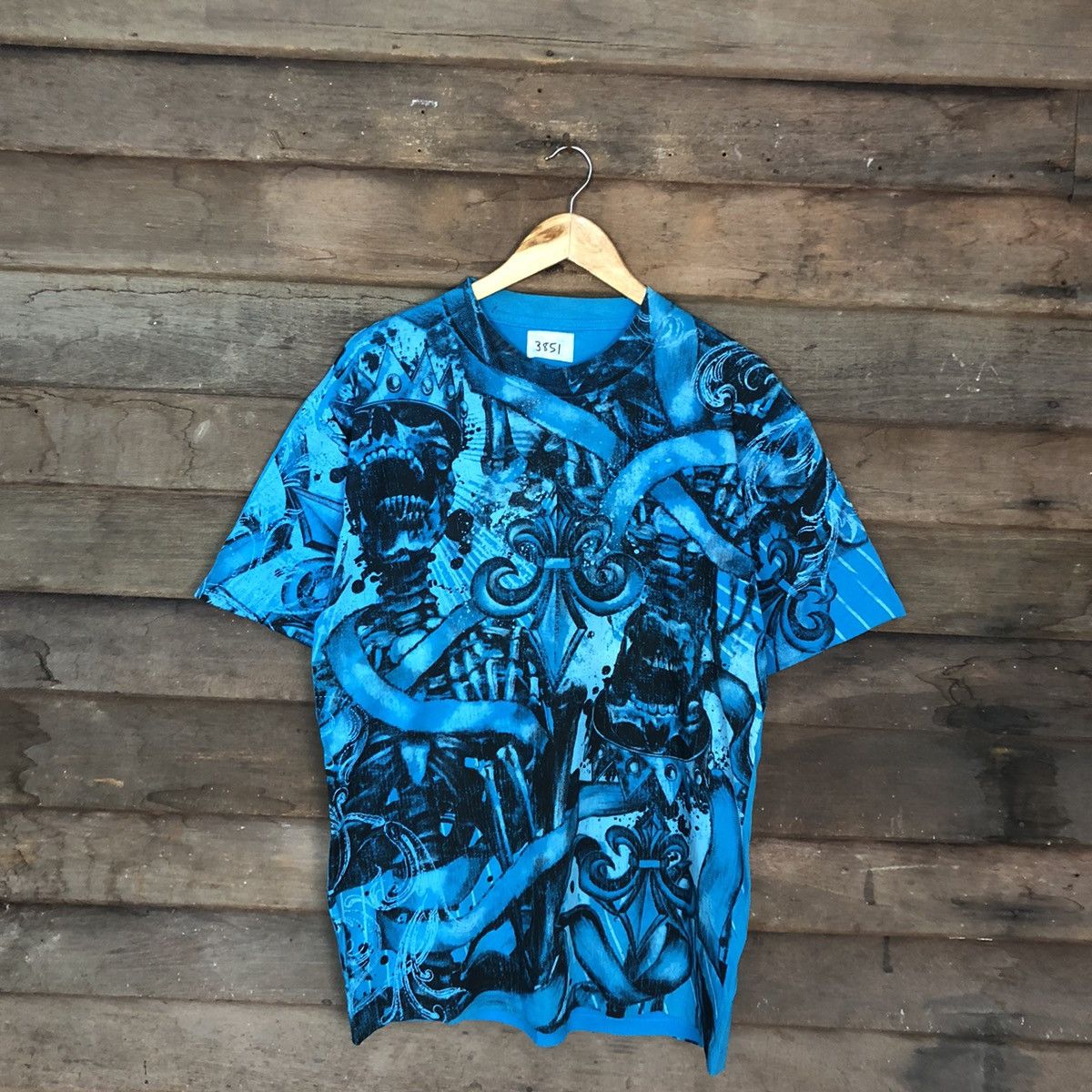 Japanese Brand Japan skull seditionaries Blue Short Sleeve Shirt #3850 Size US L / EU 52-54 / 3 - 3 Thumbnail