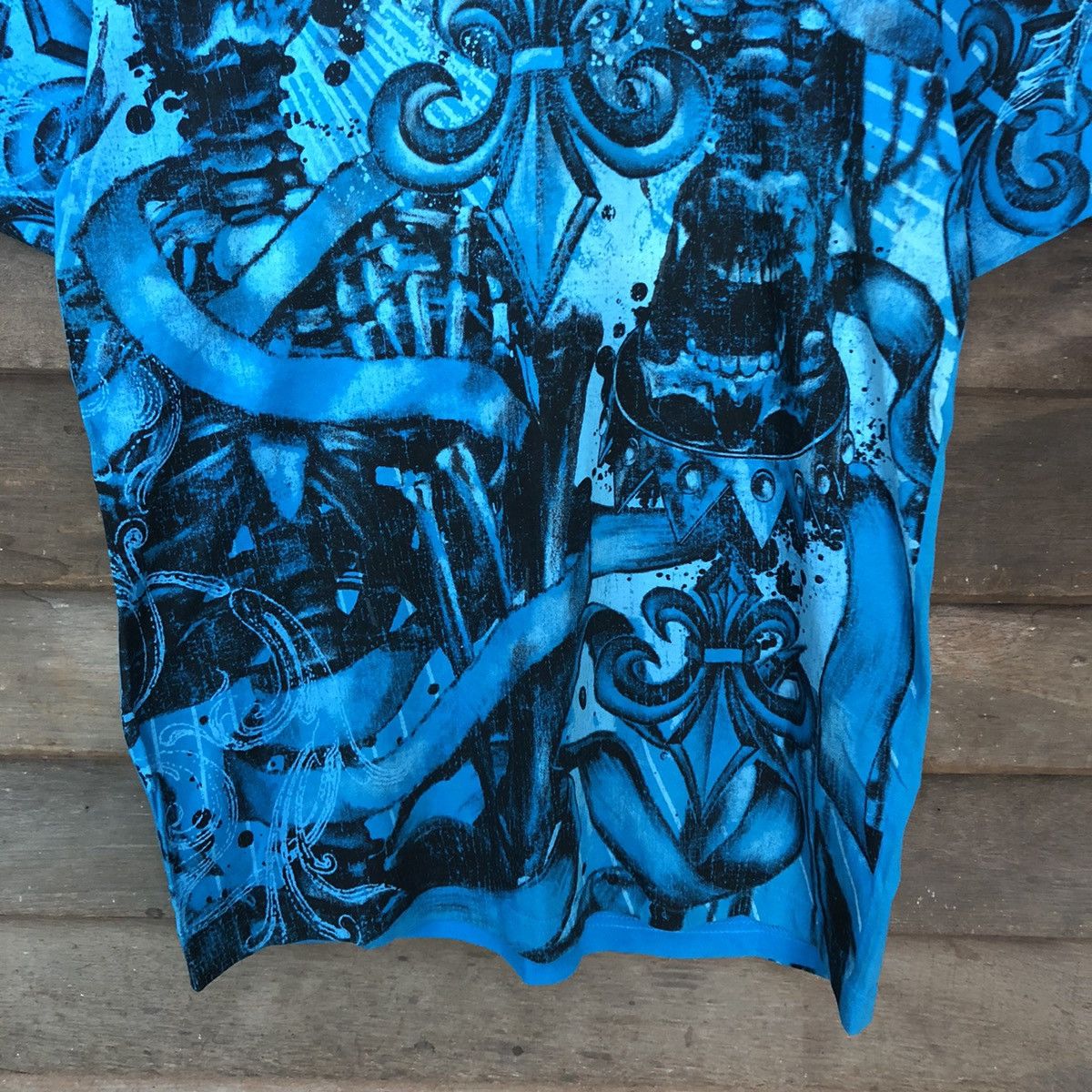 Japanese Brand Japan skull seditionaries Blue Short Sleeve Shirt #3850 Size US L / EU 52-54 / 3 - 6 Thumbnail