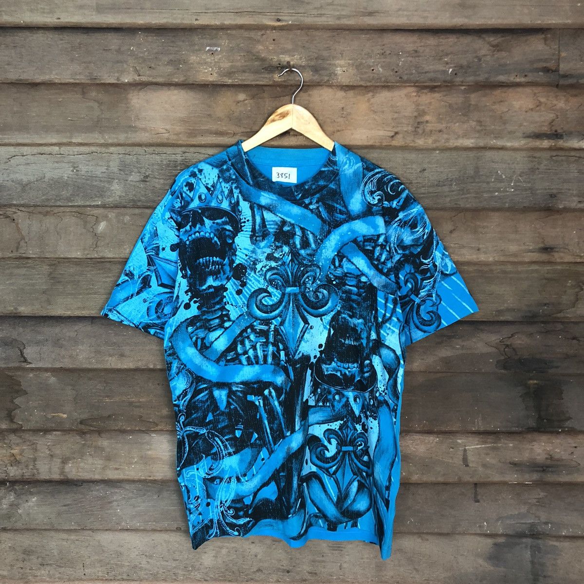 Japanese Brand Japan skull seditionaries Blue Short Sleeve Shirt #3850 Size US L / EU 52-54 / 3 - 1 Thumbnail