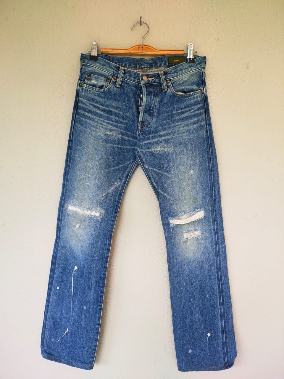 image of Japanese Redline Distressed Denim in Blue, Men's (Size 31)