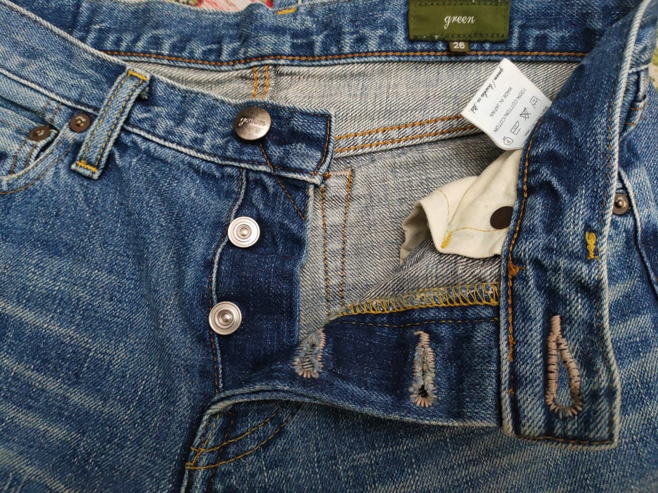 Japanese Brand Green Japanese Redline Distressed Denim Size US 31 - 5 Thumbnail