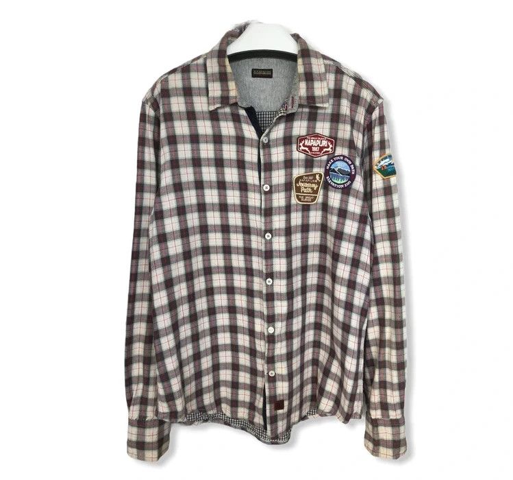 image of Flannel x Napapijri Plaid Tartan Button Up Shirt, Men's (Size Medium)