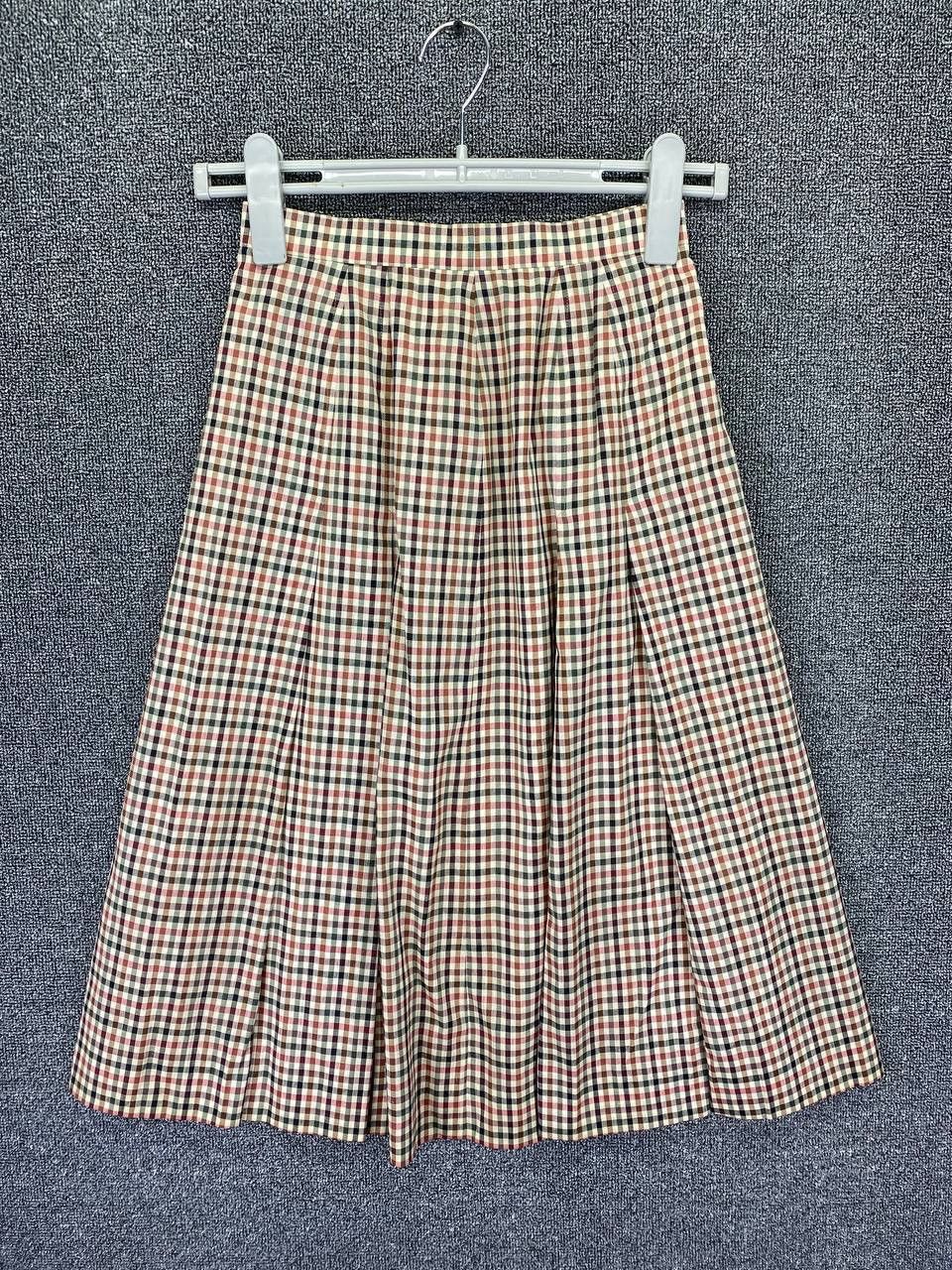 Burberry Burberrys Nova Check Monogram Beige Stretch Pleated Skirts Size 23" - 7 Thumbnail