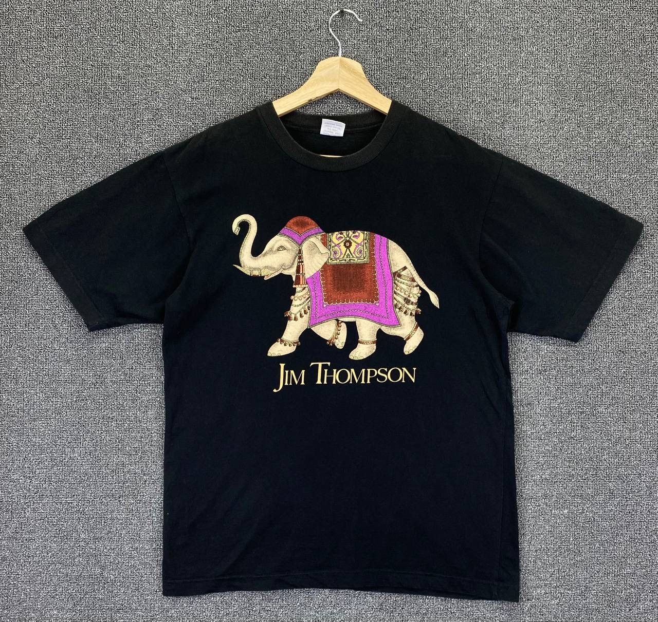 image of Vintage Jim Thompson Habitat Art Printed Elephant T Shirts, Men's (Size Small)