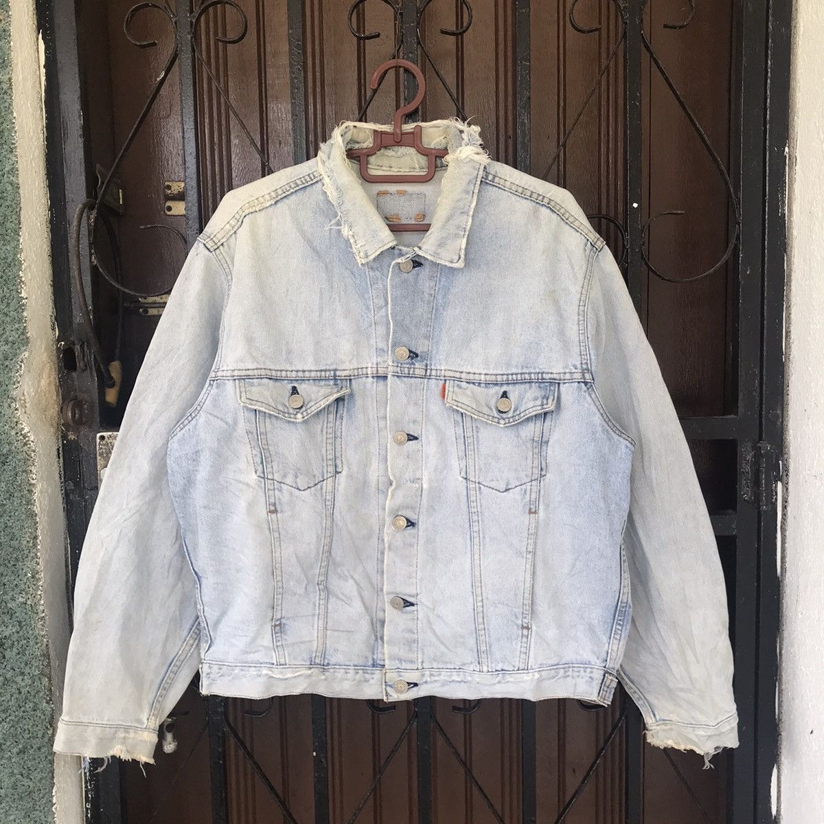 image of Distressed Denim x Levis VTG Levis Orange Tab Trucker Distress Denim Jacket J02, Men's (Size Large)