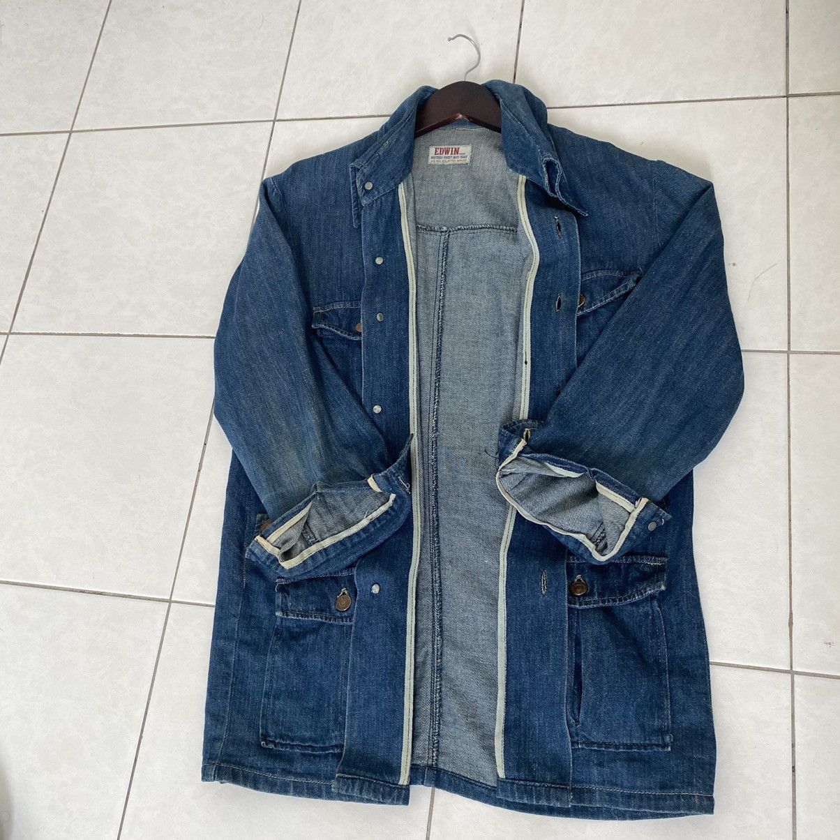 Edwin × Japanese Brand Vintage Edwin Selvedge Chore Denim Jacket Size US S / EU 44-46 / 1 - 2 Thumbnail