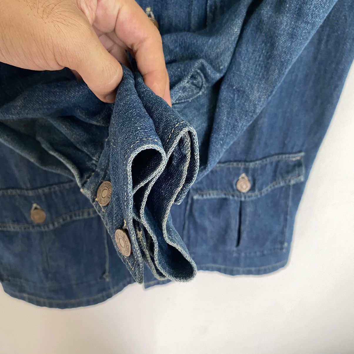 Edwin × Japanese Brand Vintage Edwin Selvedge Chore Denim Jacket Size US S / EU 44-46 / 1 - 4 Thumbnail