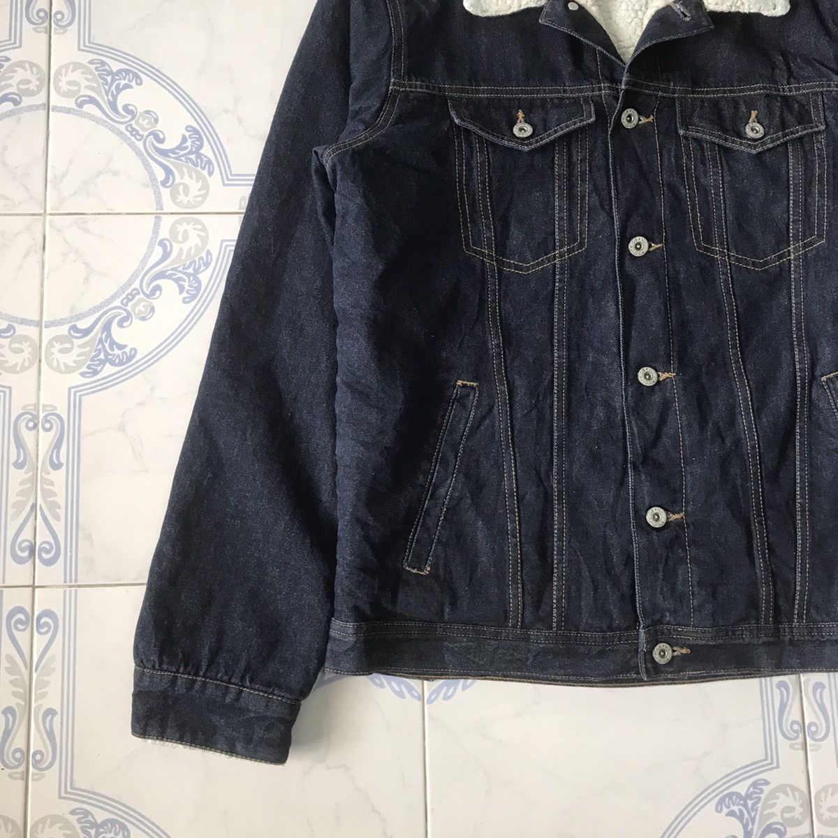 Japanese Brand Nylaus Denim Fleece/Sherpa Inner Jacket Size US L / EU 52-54 / 3 - 3 Thumbnail