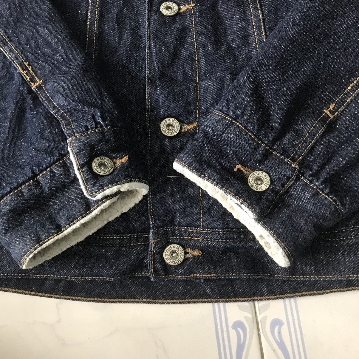 Japanese Brand Nylaus Denim Fleece/Sherpa Inner Jacket Size US L / EU 52-54 / 3 - 12 Thumbnail