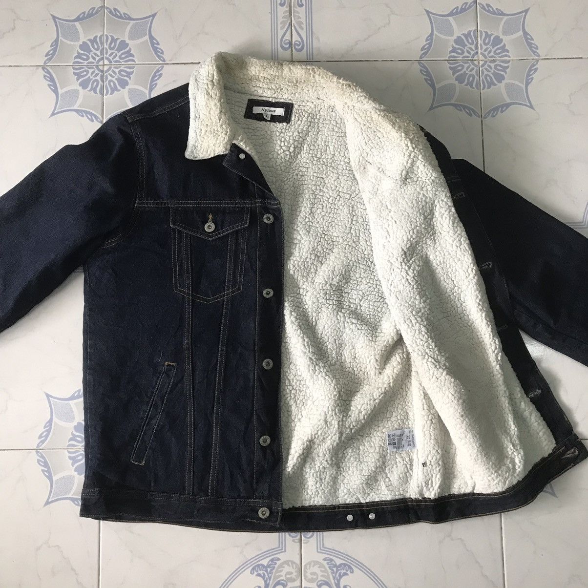 Japanese Brand Nylaus Denim Fleece/Sherpa Inner Jacket Size US L / EU 52-54 / 3 - 14 Thumbnail