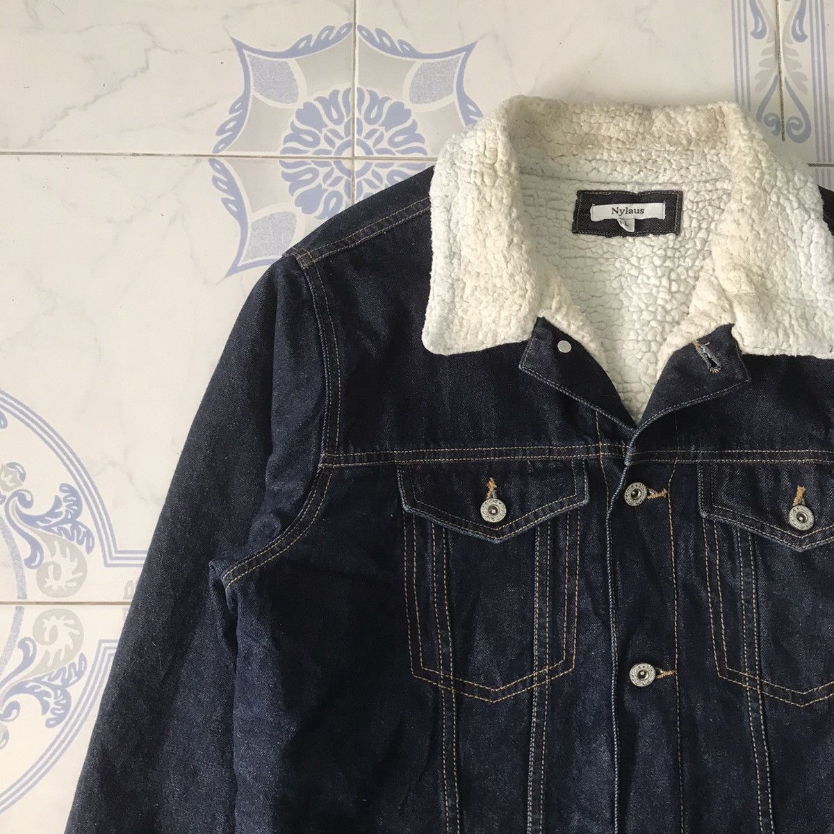 Japanese Brand Nylaus Denim Fleece/Sherpa Inner Jacket Size US L / EU 52-54 / 3 - 6 Thumbnail
