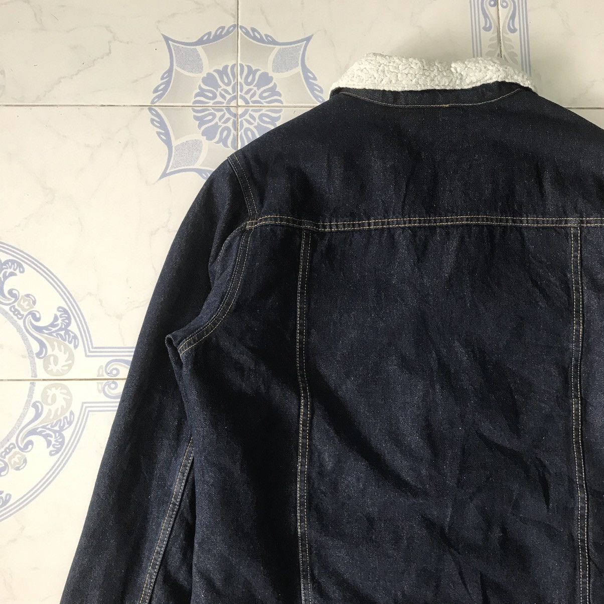 Japanese Brand Nylaus Denim Fleece/Sherpa Inner Jacket Size US L / EU 52-54 / 3 - 11 Thumbnail