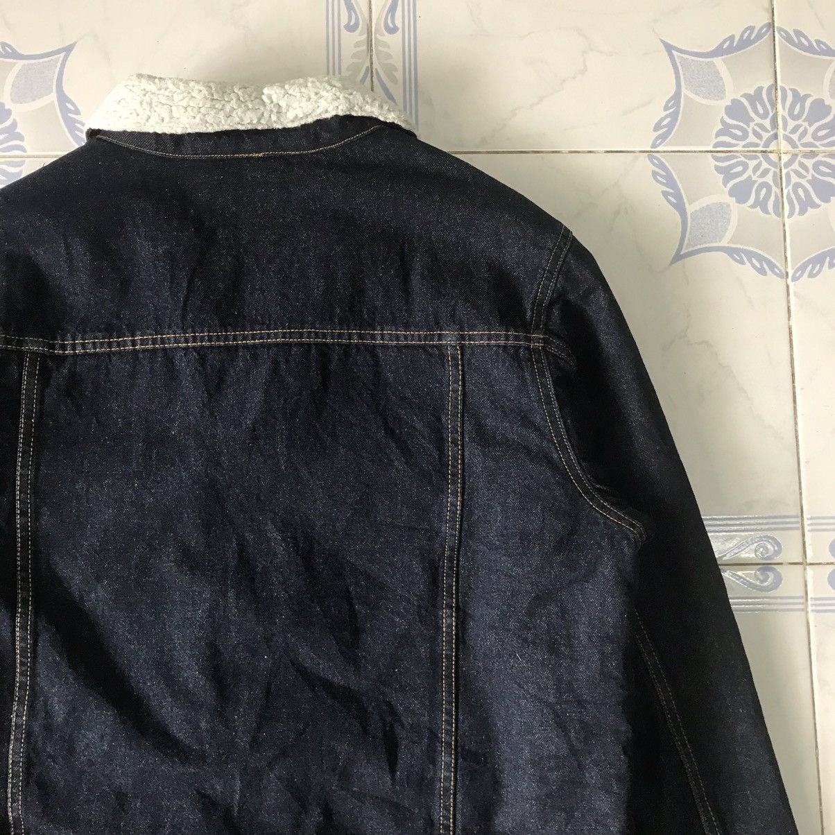 Japanese Brand Nylaus Denim Fleece/Sherpa Inner Jacket Size US L / EU 52-54 / 3 - 10 Thumbnail