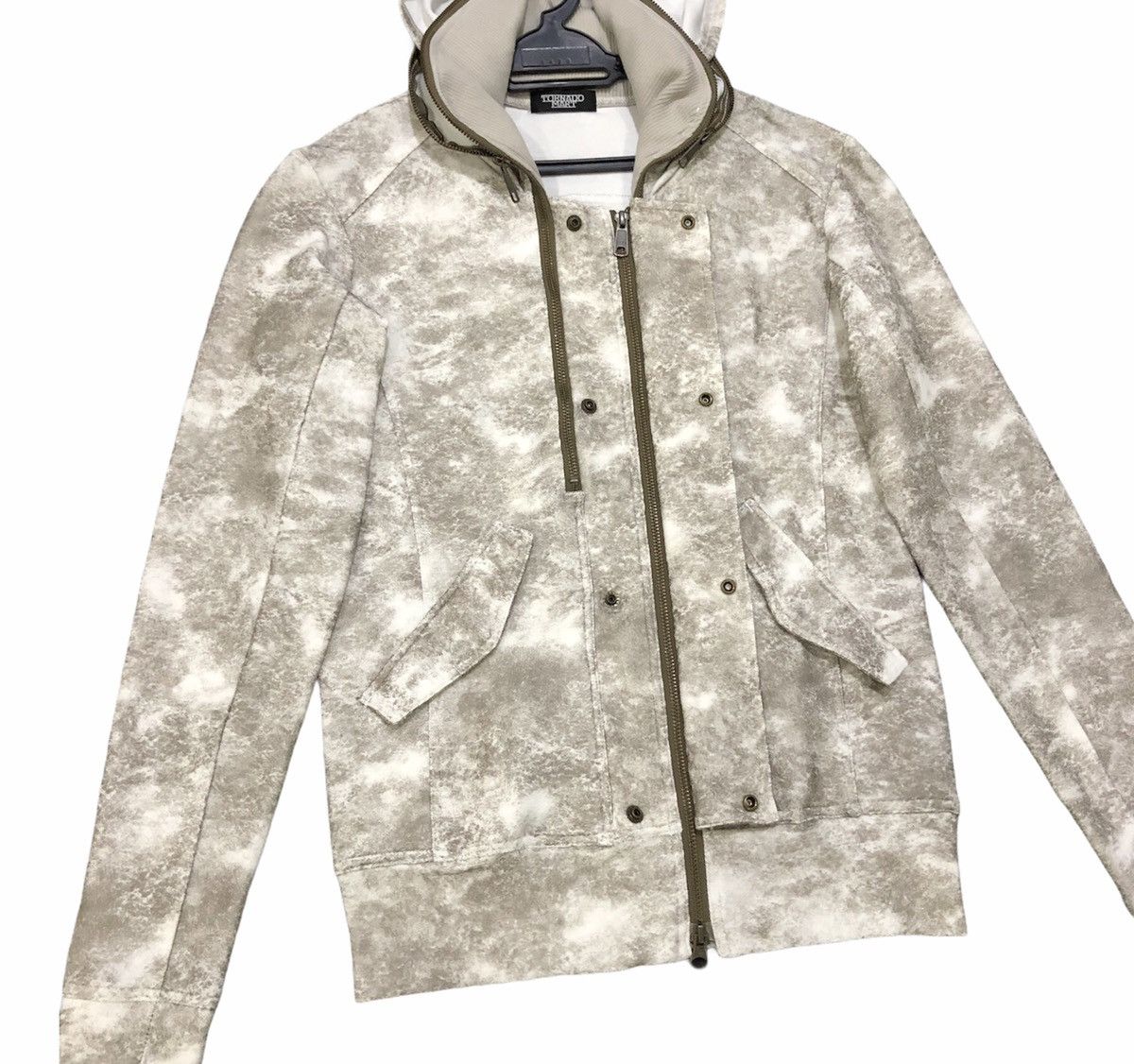 Tornado Mart Tornado Mart Zipper White and Grey Patterned With Hoodie Size US S / EU 44-46 / 1 - 3 Thumbnail