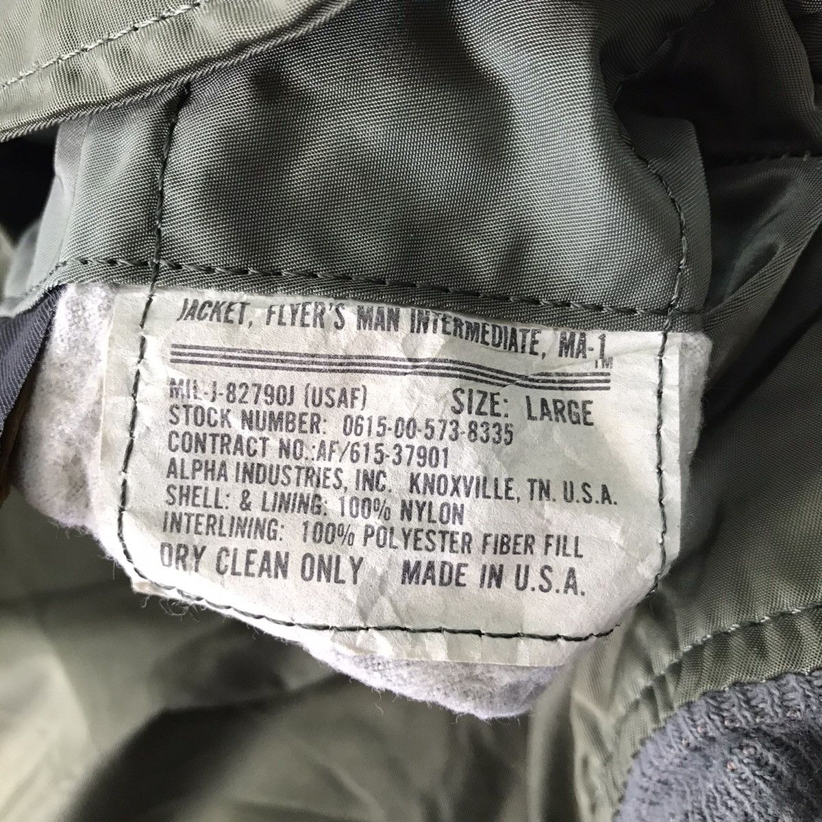 💥Vtg Alpha Industries MA 1 Bomber Jacket Usaf Ideal Zipper