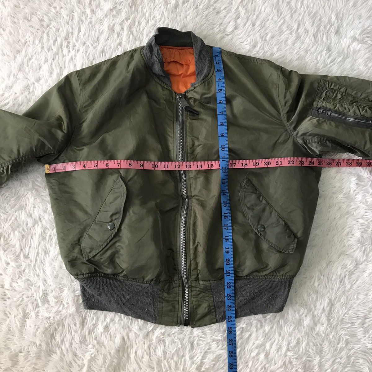 💥Vtg Alpha Industries MA 1 Bomber Jacket Usaf Ideal Zipper