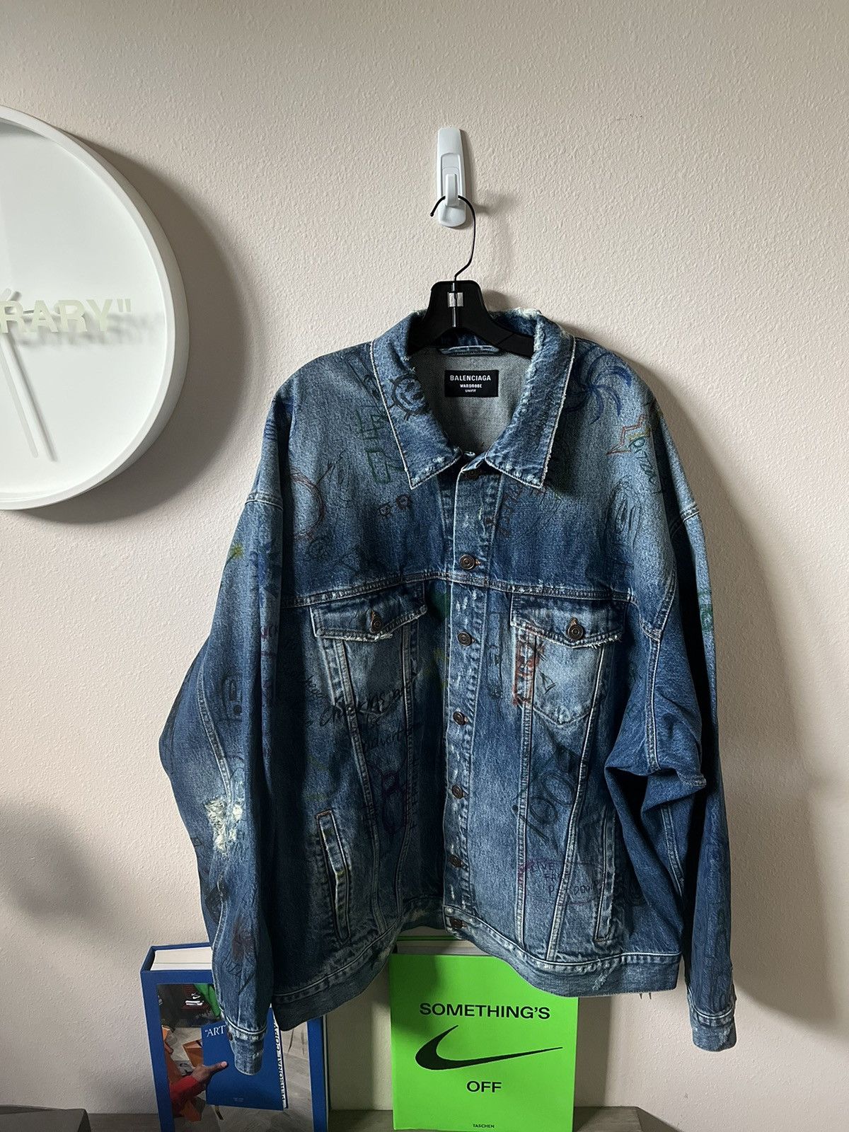 Balenciaga Balenciaga Distressed Scribble Denim Jacket Size US L / EU 52-54 / 3 - 1 Thumbnail