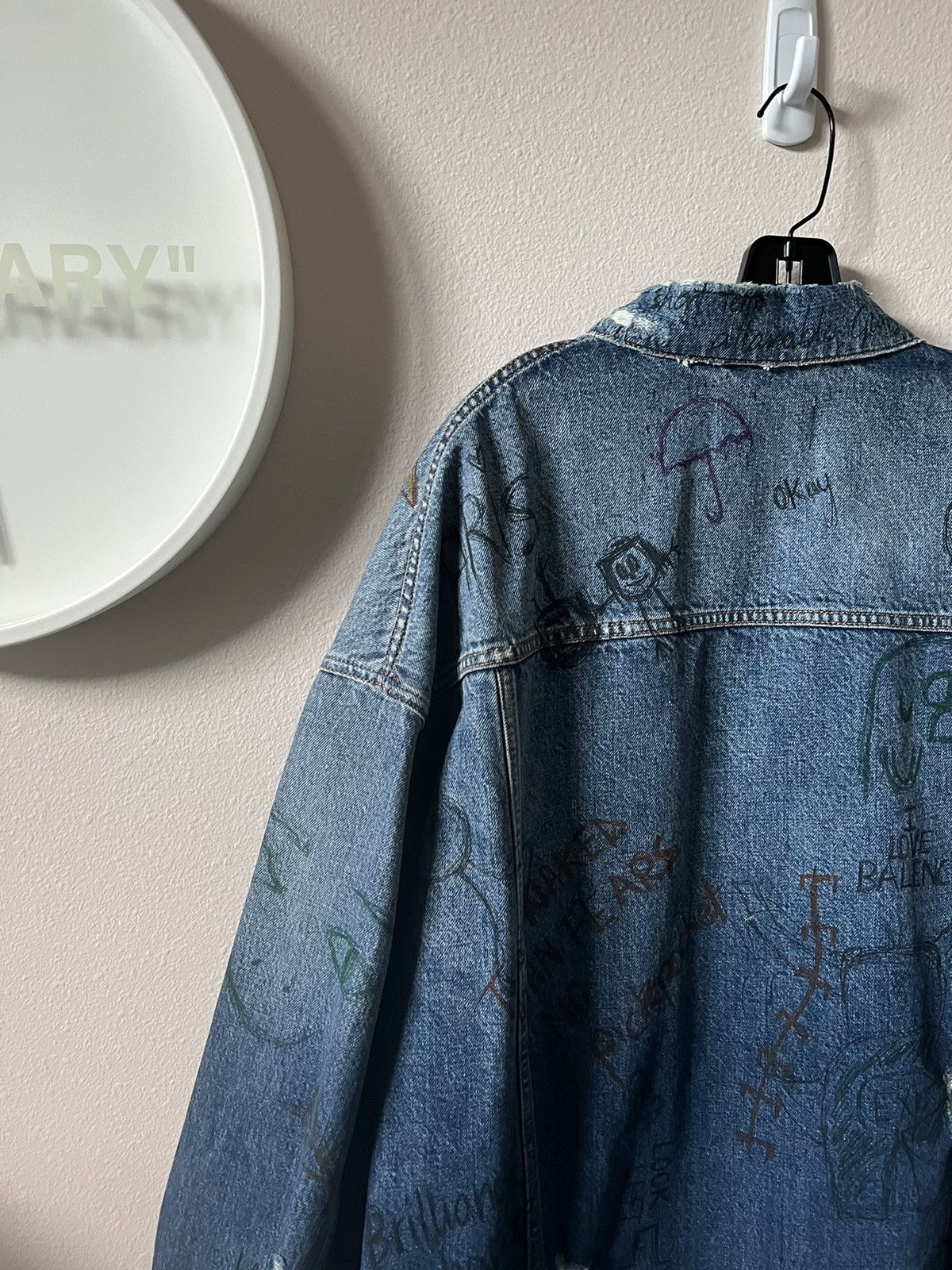 Balenciaga Balenciaga Distressed Scribble Denim Jacket Size US L / EU 52-54 / 3 - 9 Thumbnail