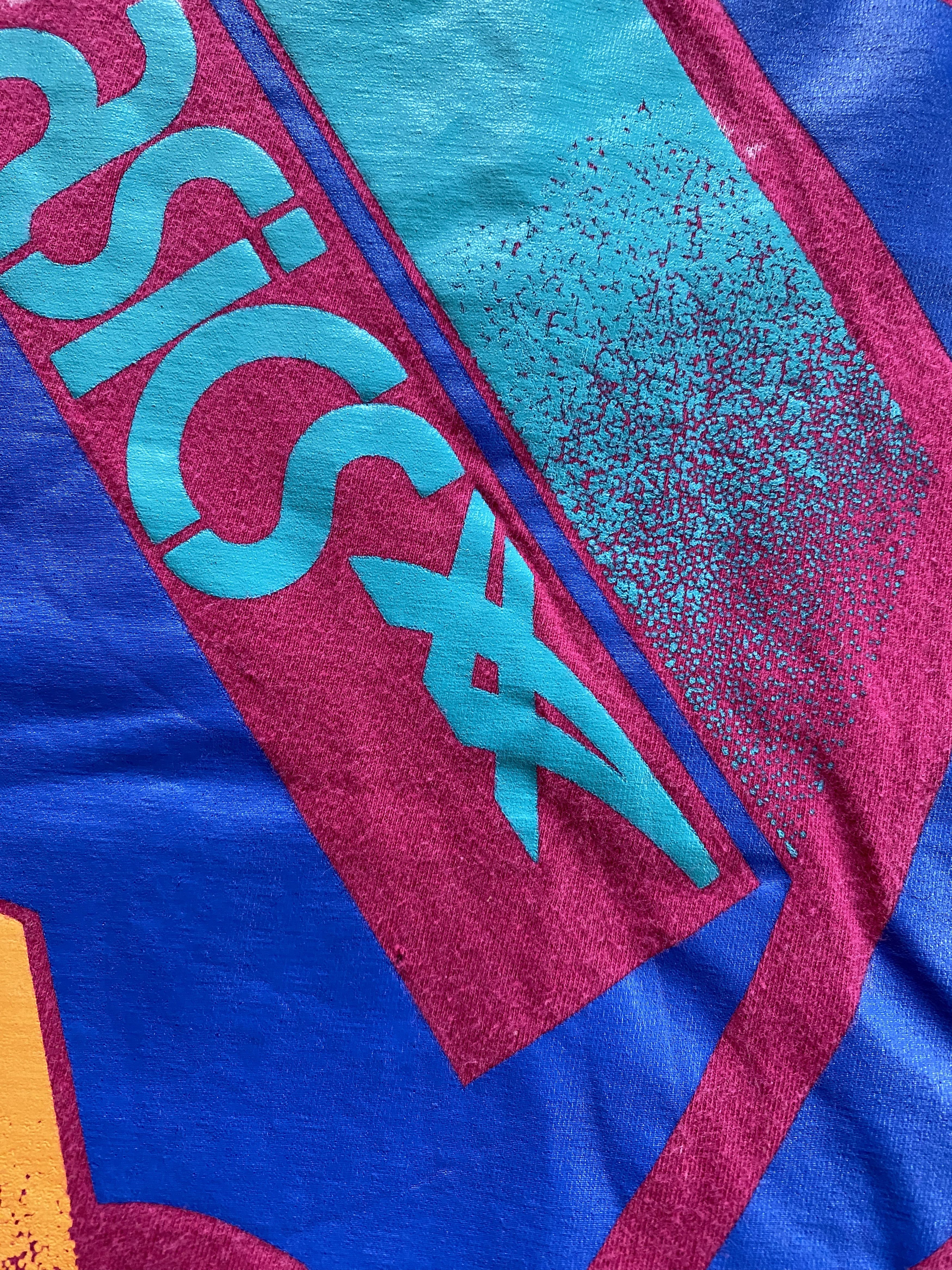 Asics Vintage 90's Asics Big Abstract Image Pink Tee Size US M / EU 48-50 / 2 - 9 Thumbnail