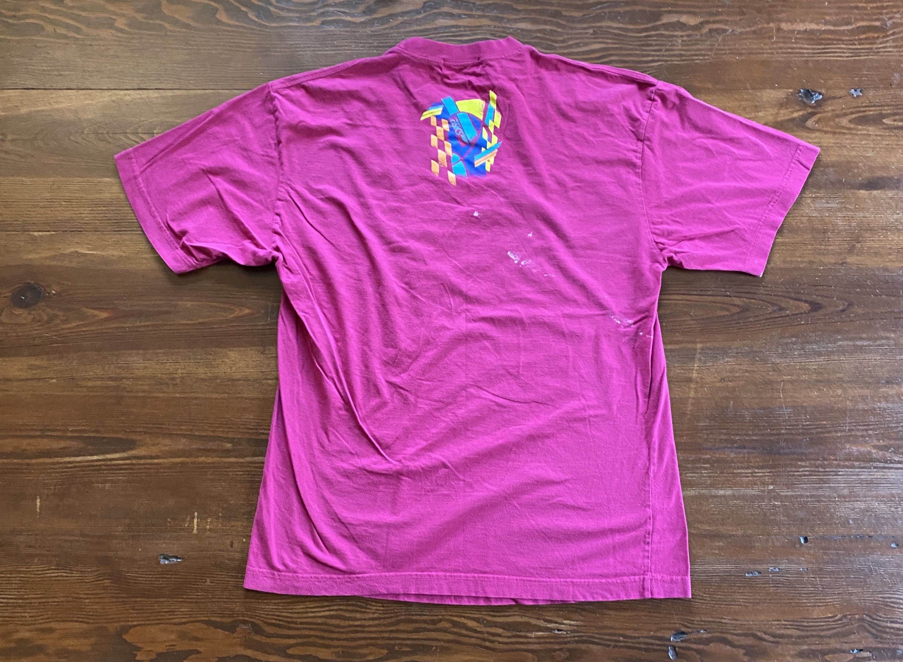 Asics Vintage 90's Asics Big Abstract Image Pink Tee Size US M / EU 48-50 / 2 - 15 Thumbnail