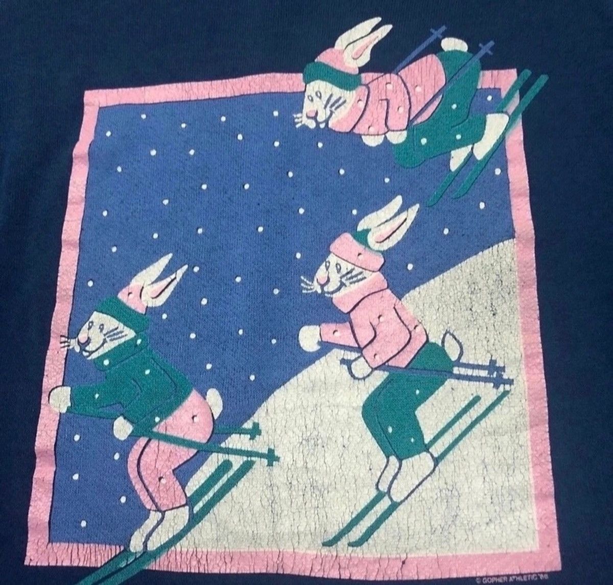 Vintage Vintage 80s ski rabbit sweatshirt pullover Size US M / EU 48-50 / 2 - 2 Thumbnail