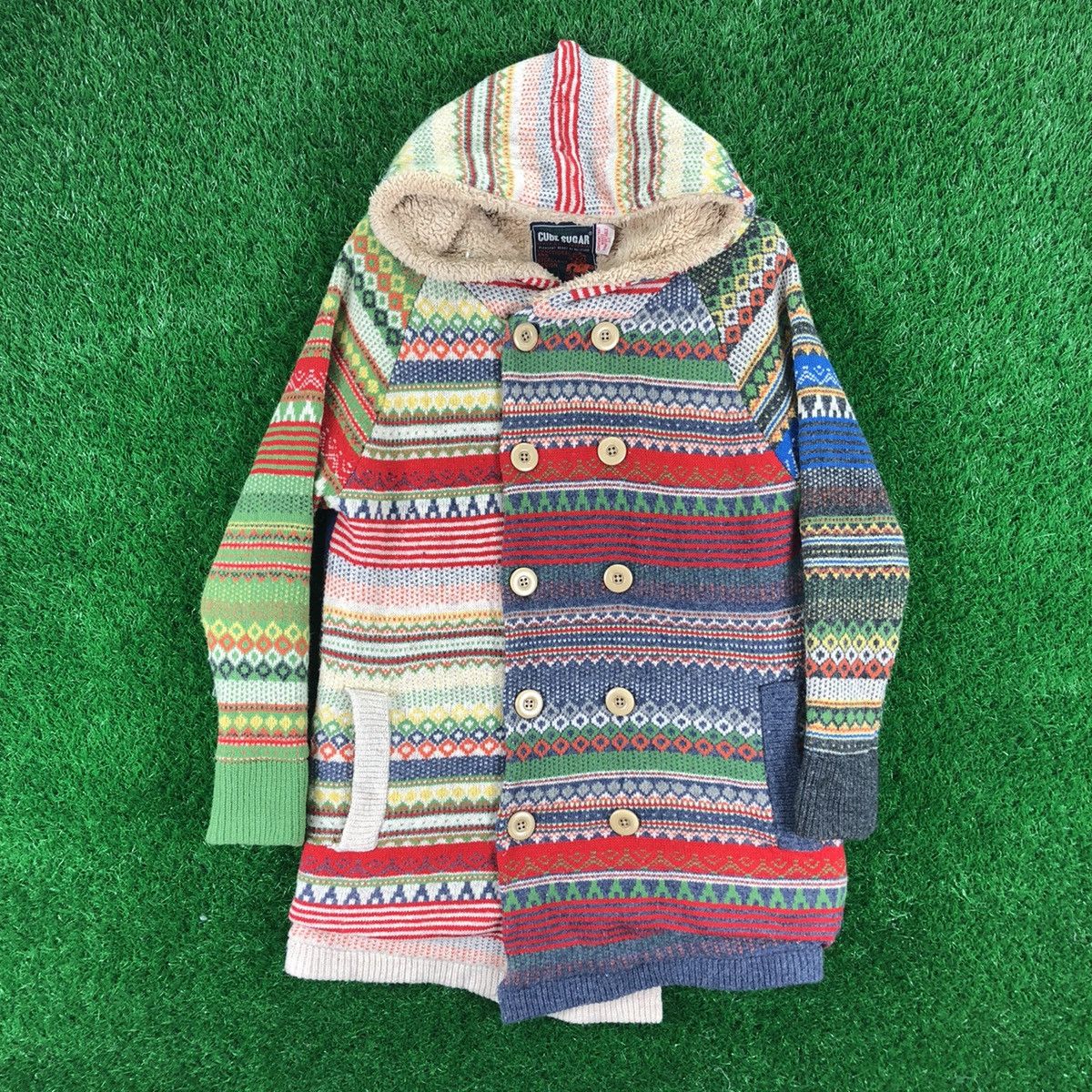 Vintage Knit Multicolor Navajo Sherpa Lining by Cube Sugar