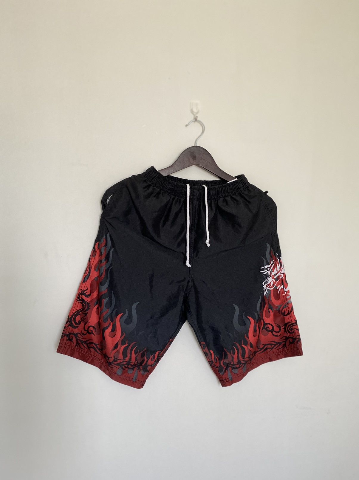 Vintage Japan Flame Dragon Printed Short Pants