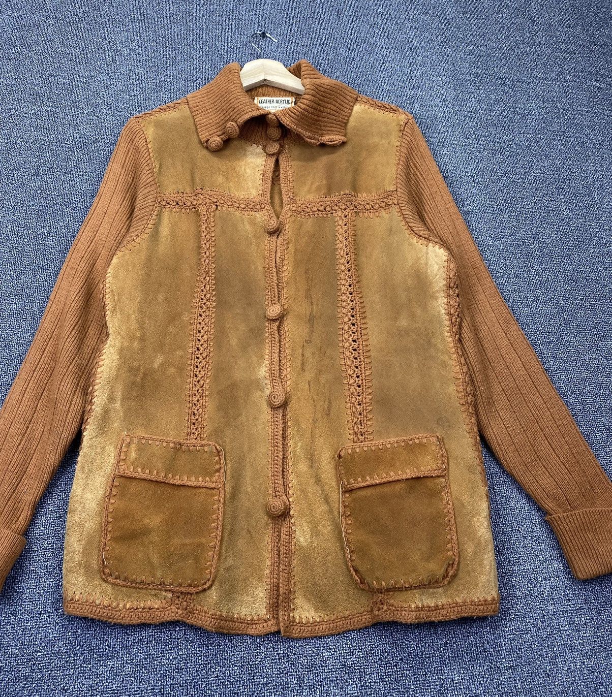 Japanese Brand Vintage Suede Leather Double Pocket ButtonUp Cardigan Jacket Size M / US 6-8 / IT 42-44 - 2 Thumbnail
