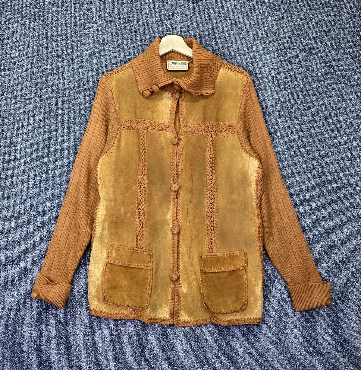 Japanese Brand Vintage Suede Leather Double Pocket ButtonUp Cardigan Jacket Size M / US 6-8 / IT 42-44 - 1 Thumbnail
