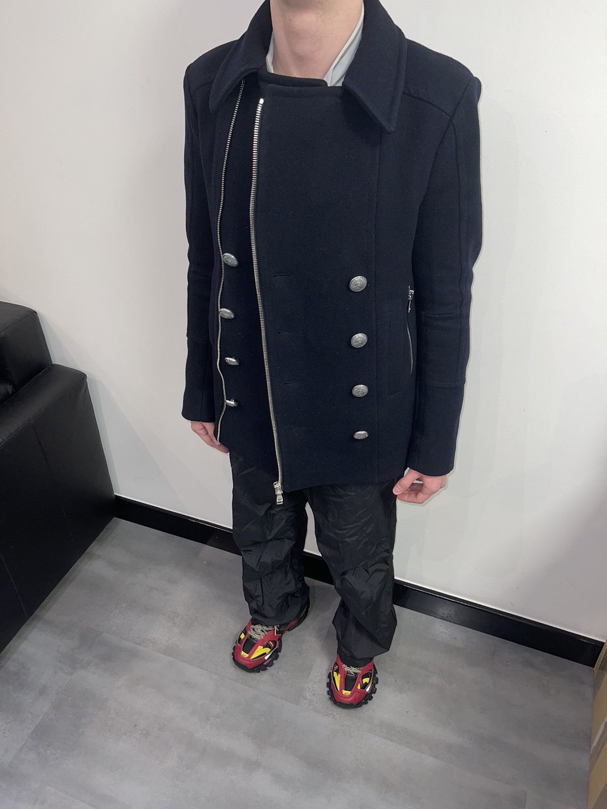 Balmain Balmain Double Breasted Assymetrical Wool Coat Size US M / EU 48-50 / 2 - 10 Thumbnail