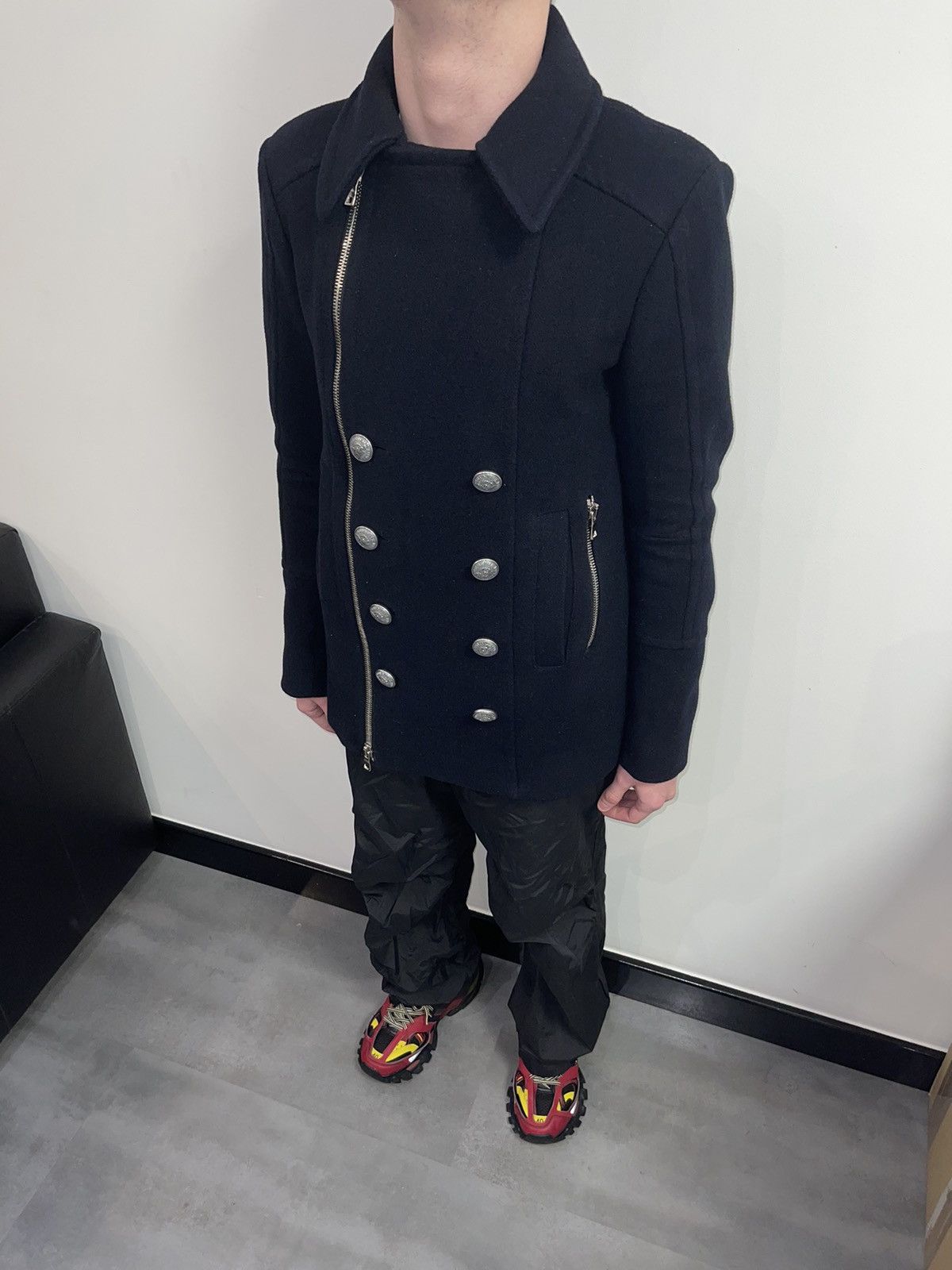 Balmain Balmain Double Breasted Assymetrical Wool Coat Size US M / EU 48-50 / 2 - 7 Thumbnail