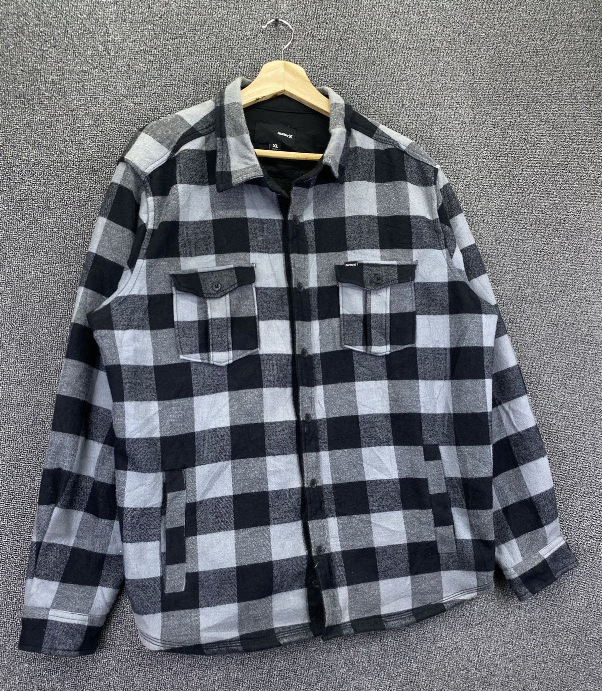 Flannel Vintage Hurley Checkered Wool Shadow Plaid Flannel Size US XL / EU 56 / 4 - 2 Thumbnail
