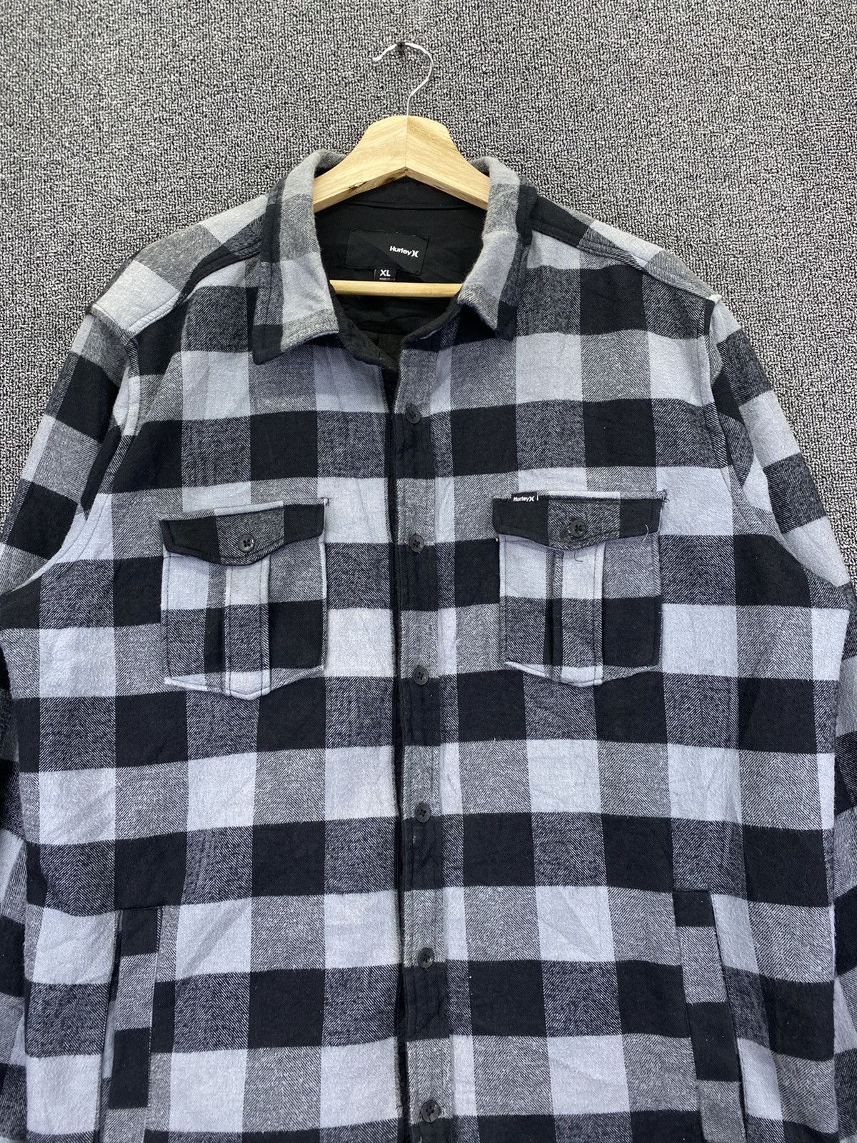 Flannel Vintage Hurley Checkered Wool Shadow Plaid Flannel Size US XL / EU 56 / 4 - 3 Thumbnail