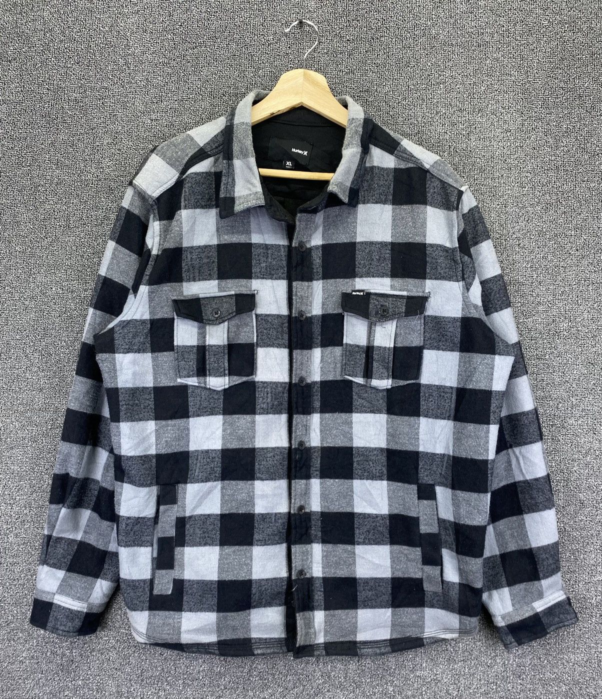 Flannel Vintage Hurley Checkered Wool Shadow Plaid Flannel Size US XL / EU 56 / 4 - 1 Thumbnail