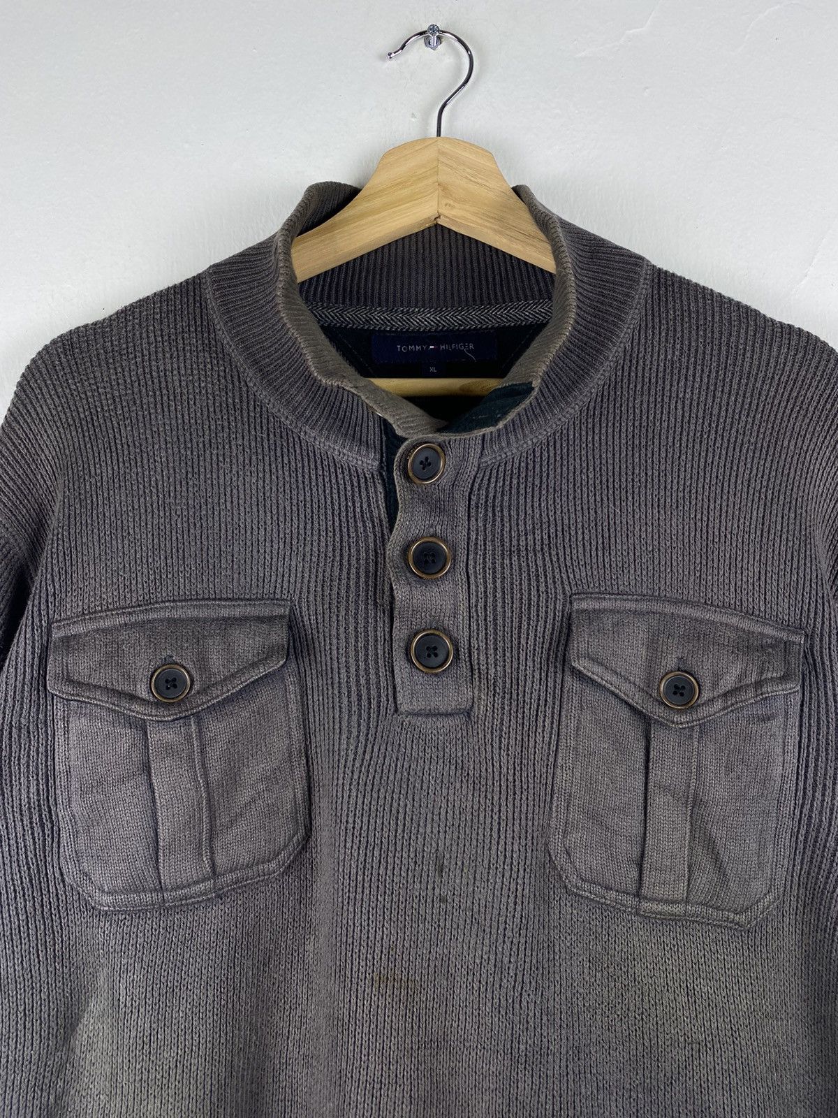 Tommy Hilfiger Vintage Tommy Hilfiger Flag Logo Multi Pocket Knit Sweater Size US XL / EU 56 / 4 - 8 Thumbnail