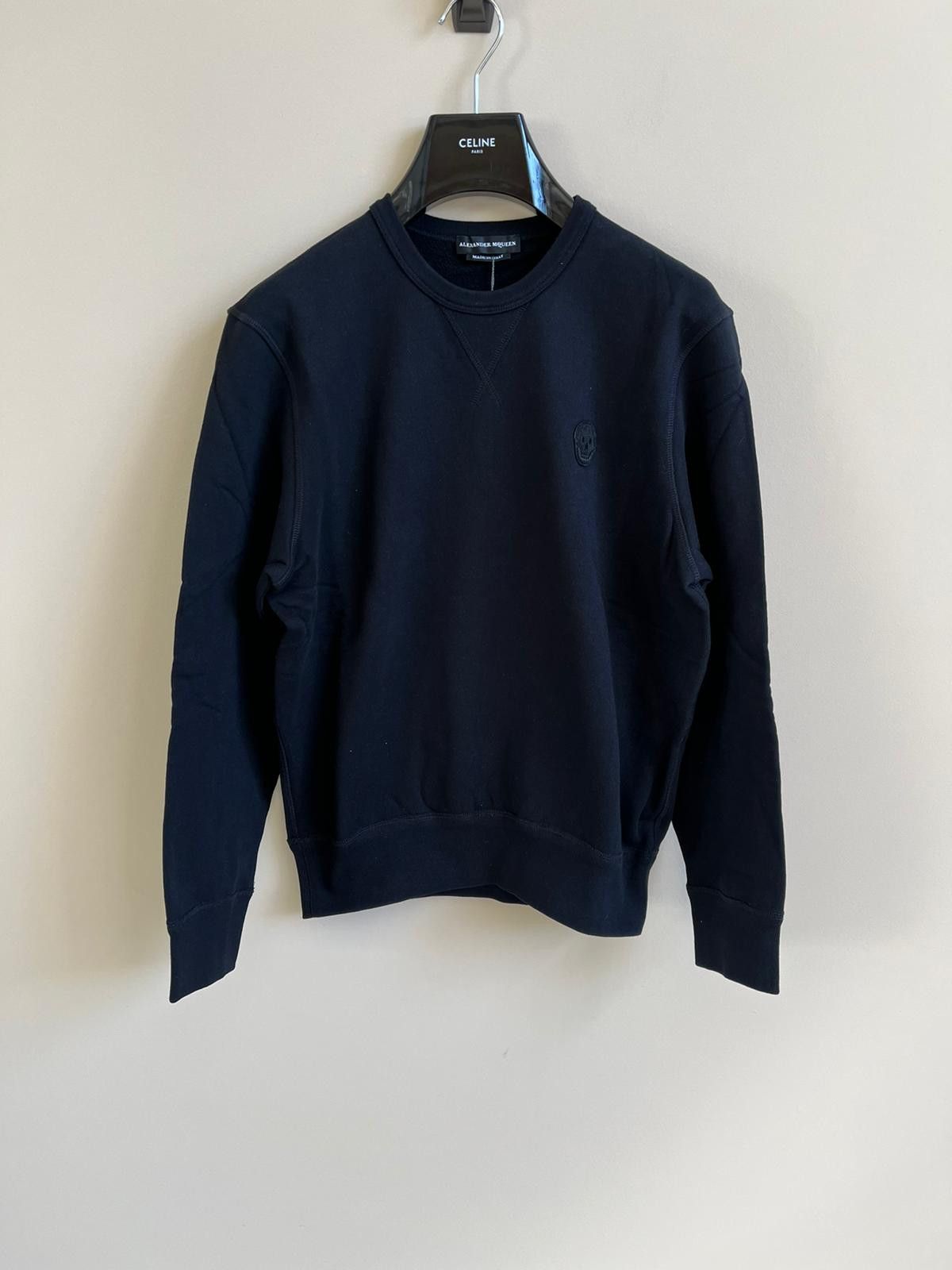image of Alexander Mcqueen Embroidered Logo Crew Neck In Blue Color, Men's (Size Medium)