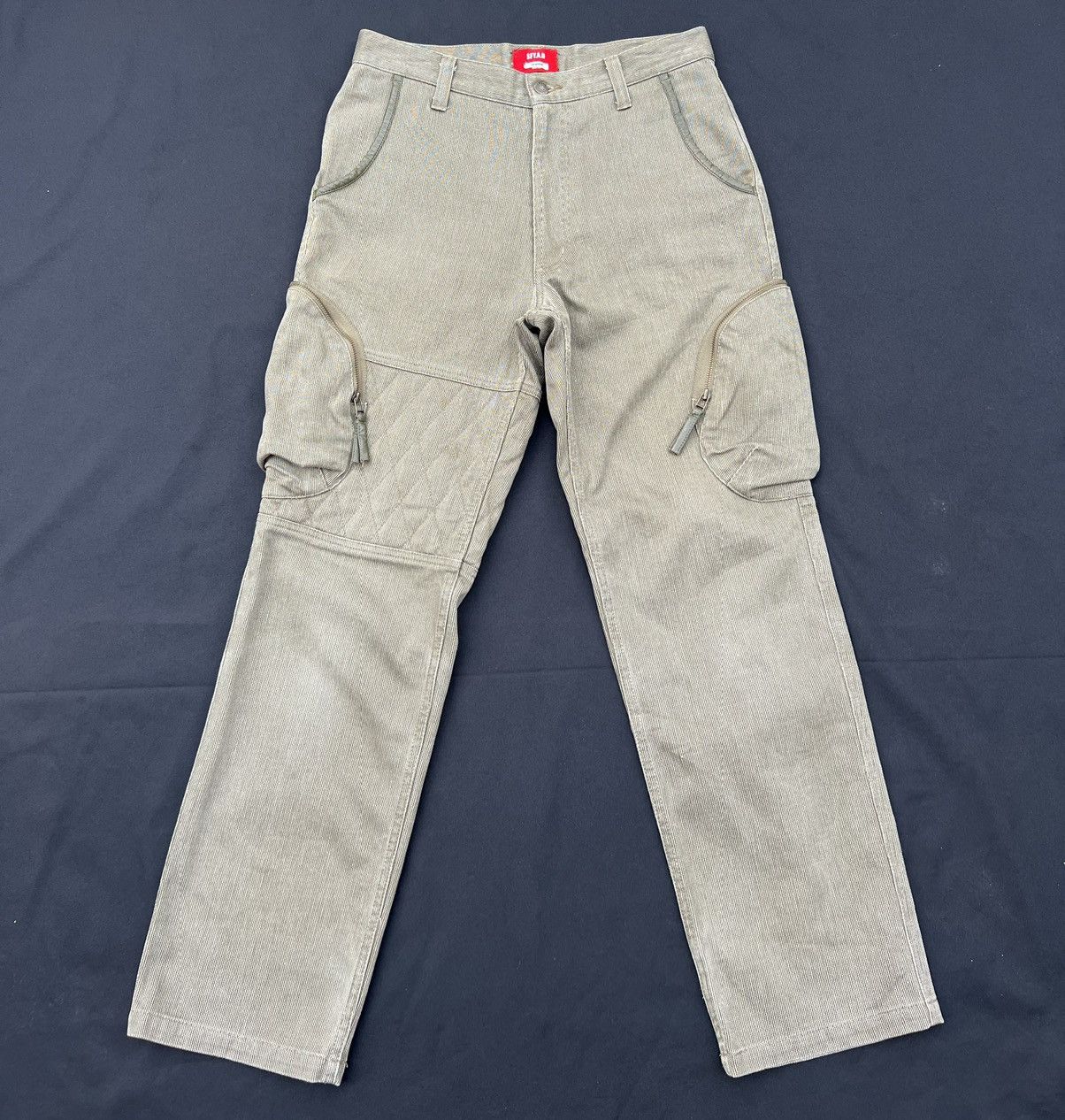Vintage SFY.A.D Japan Striped Quilted Tactical Cargo Trouser Pant Size US 31 - 1 Thumbnail