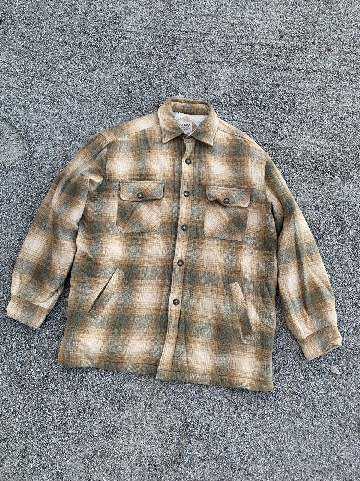 Vintage Sea Hop Checkered Botton Up Wool Flannel