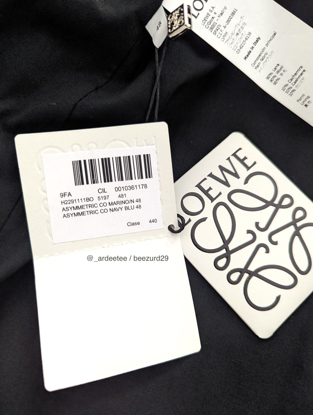 Loewe *NEW* BICOLOR ASYMMETRIC WOOL/CASHMERE COAT Size US M / EU 48-50 / 2 - 12 Thumbnail