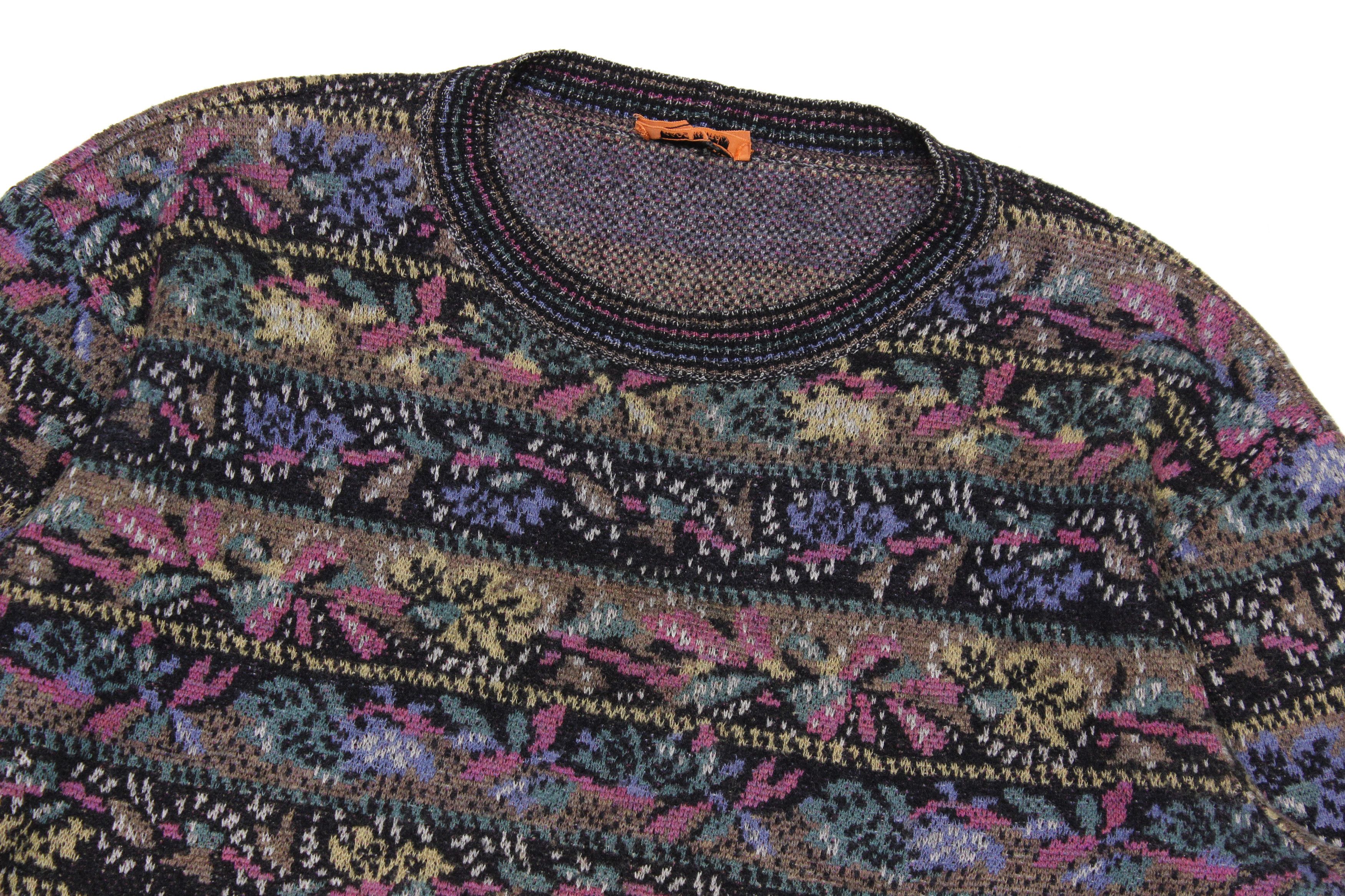 Missoni 90S Flowers Pattern Wool Acryl Knit Baggy Vintage Size US L / EU 52-54 / 3 - 3 Thumbnail
