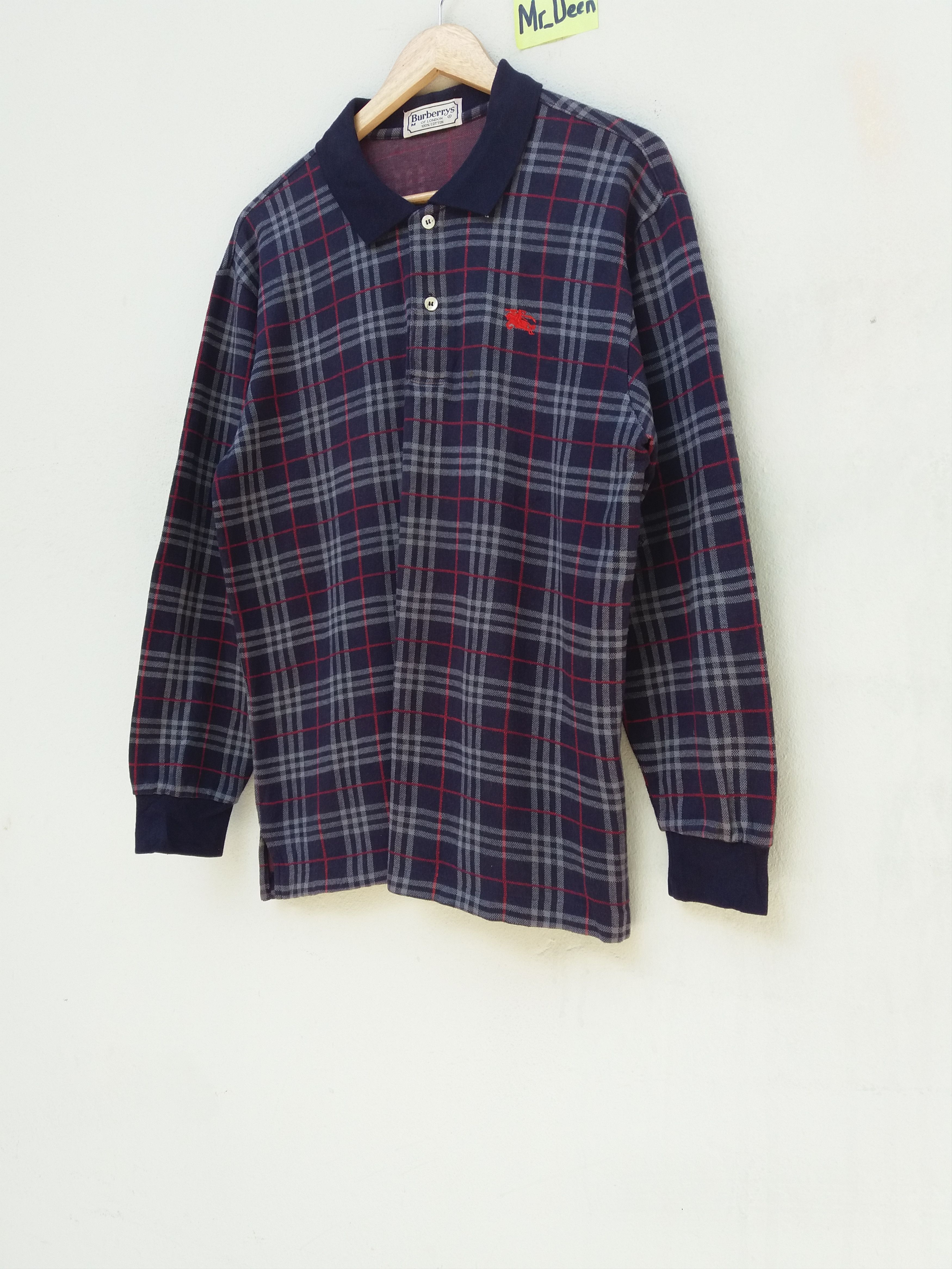 Vintage 90s Burberry London Nova Check Polo Shirt