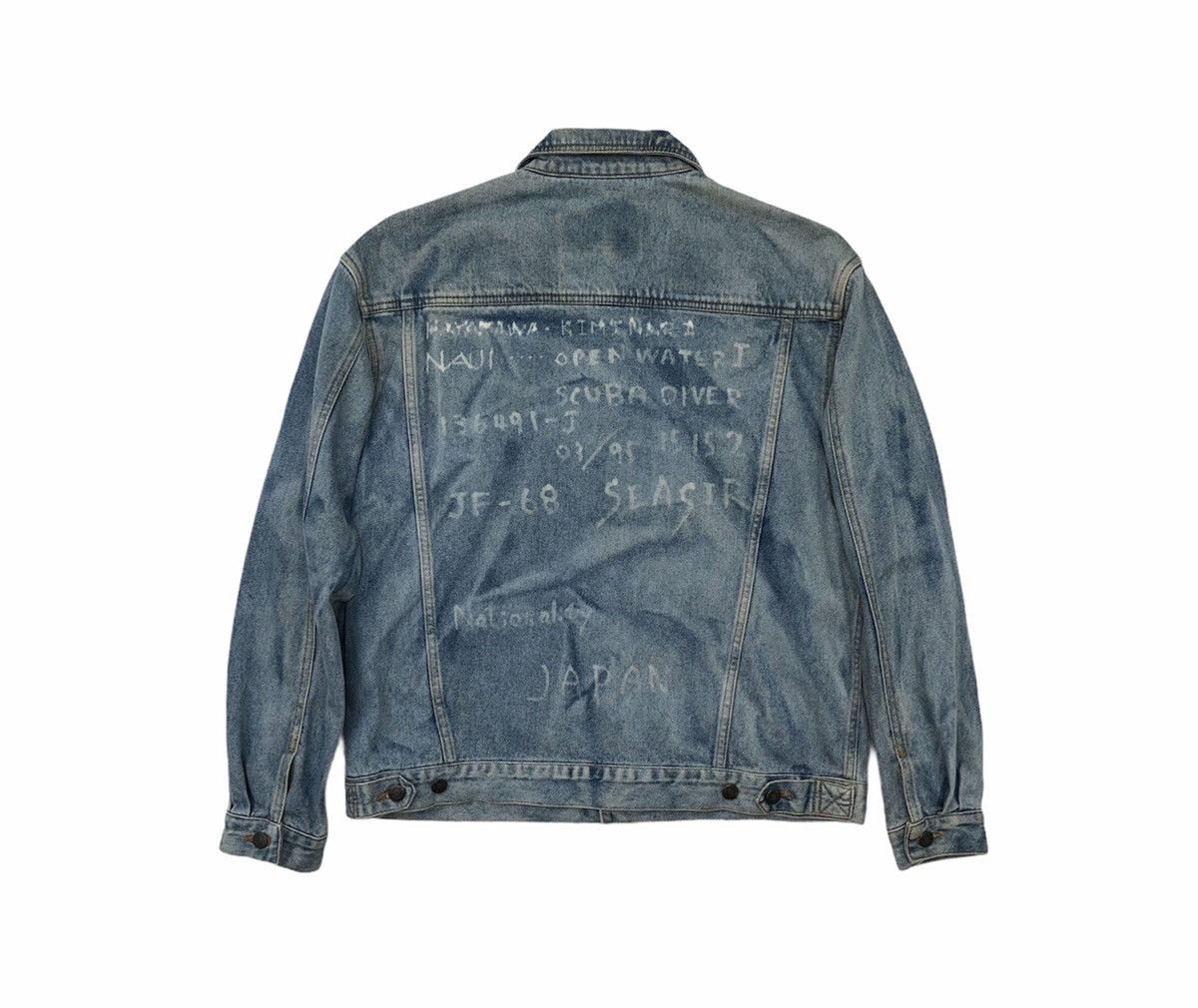 Japanese Brand Iconic Uniqlo Stencil Naui Diver Acid Wash Trucker Jacket Size US XL / EU 56 / 4 - 3 Thumbnail